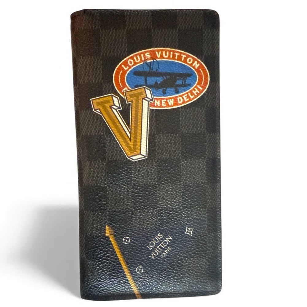 Louis Vuitton Damier Graphite Canvas League Stickers Brazza Wallet